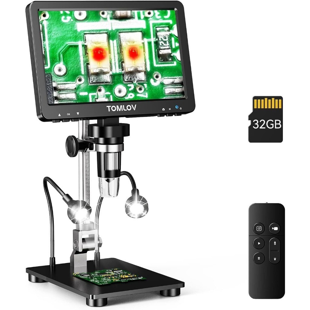 TOMLOV DM9 Pro 7 นิ้วเหรียญกล้องจุลทรรศน์ดิจิตอล 1200X แว่นขยาย IPS HDMI สําหรับยางดูเหรียญ 16MP กล้