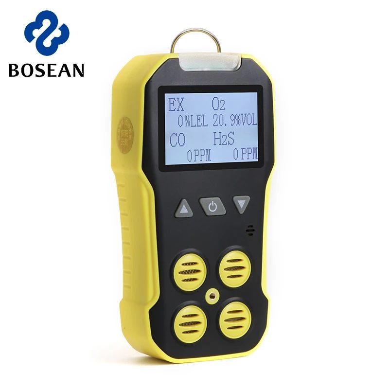 Original shipmentBH-4 ราคาถูก CO O2 LEL H2S C2H4 CH4 CO2 แบบพกพา 4 in 1 Gas Alert Detector สําหรับอุ