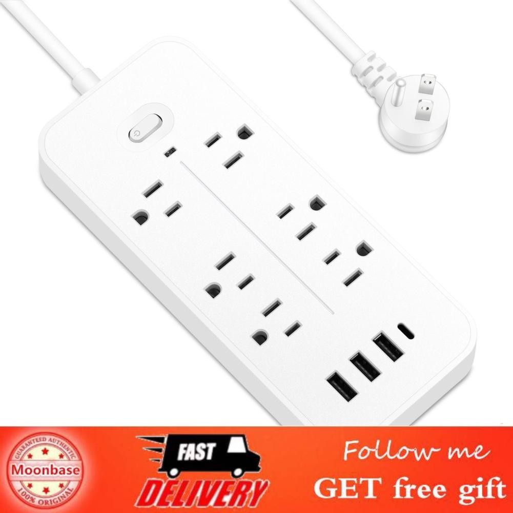 Moonbase Surge Protector Power Strip Portable 6 Outlet US Plug สำหรับบ้าน