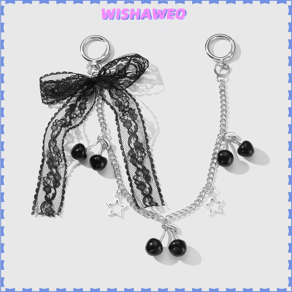 WISHAWEO ลูกไม้โบว์เชอร์รี่ สำหรับ DIY ตกแต่งกระเป๋าถือและสายรัด