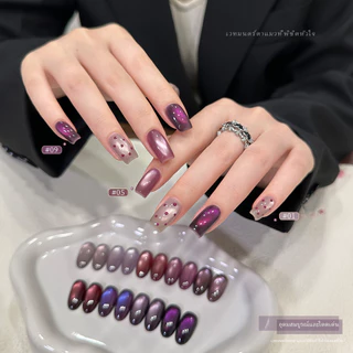 XEIJAYI 15 มล. ยาทาเล็บเจลลายแมวตาสีม่วงไฮยาซินธ์ใหม่ สีม่วงเข้ม เหมาะสำหรับร้านทำเล็บและใช้ในชีวิตประจำวัน