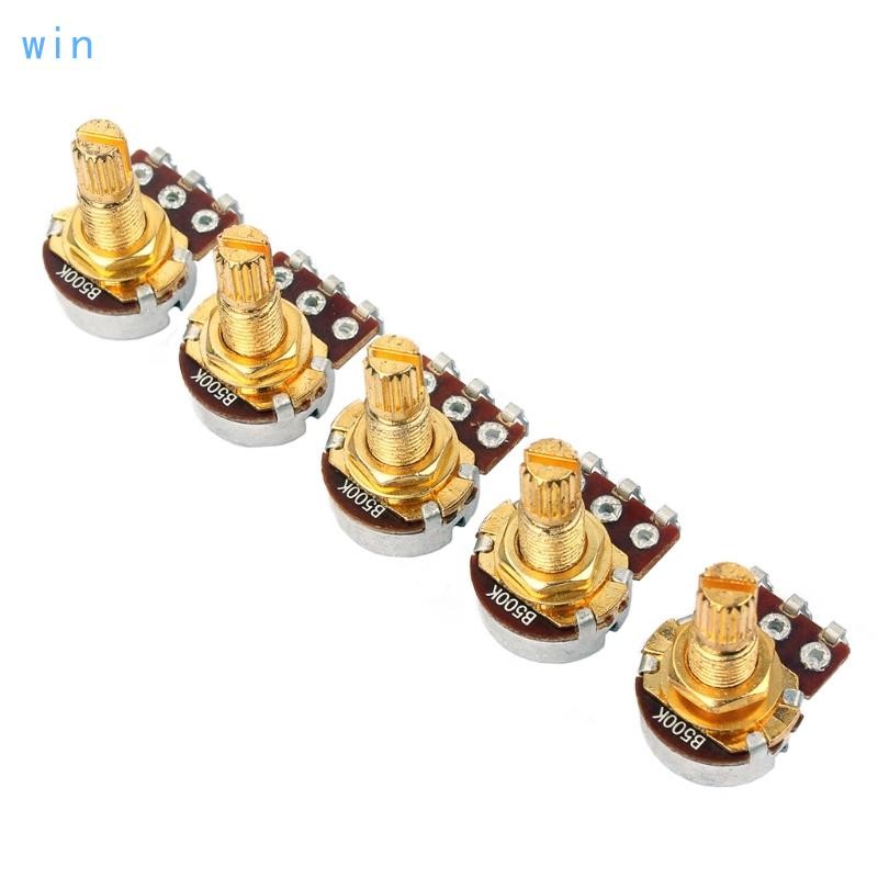 Win 5 ชิ้น B500k Potentiometer Splined กีตาร์ไฟฟ้าเบสเอฟเฟกต์ Amp Tone Volume