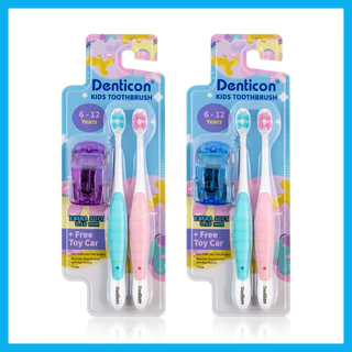 Denticon Kids Toothbrush 6-12yrs 2pcs [Free! Toy Car Random Color] เดนติคอน แปรงสีฟันสำหรับเด็กอายุ 6-12 ปี.