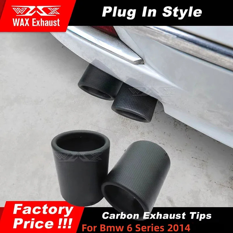 1pcs สําหรับ Bmw 6 Series 2014 โลโก้ AK รถ Accessorie คาร์บอนไฟเบอร์ท่อไอเสีย Matte Gloss สีดําท่อไอ