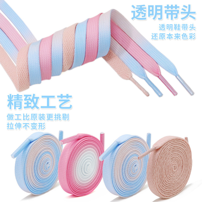 สายเชือกรองเท้าแบนแบบ gradient สีขาวสีชมพูสีฟ้าแท้จากLA สำหรับรองเท้าบาสเก็ตบอลผู้ชาย Anta KT7 6 ฝั่