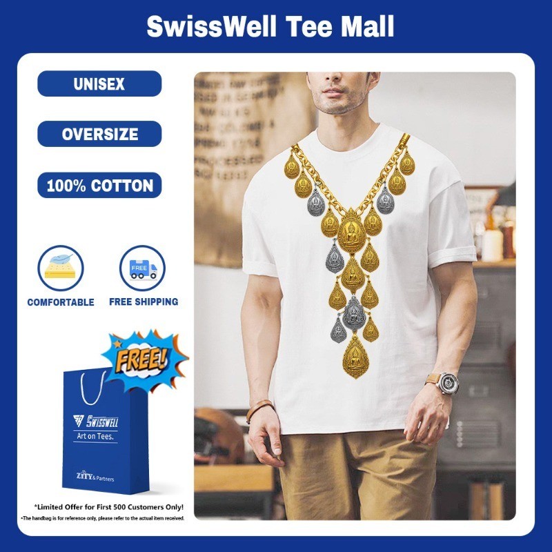 ZITY 👕 T-Shirt เสื้อยืดผ้าคอตตอน 100% Oversize คอกลม Unisex ใส่สบาย ลาย Buddha amulets ทนทาน P2