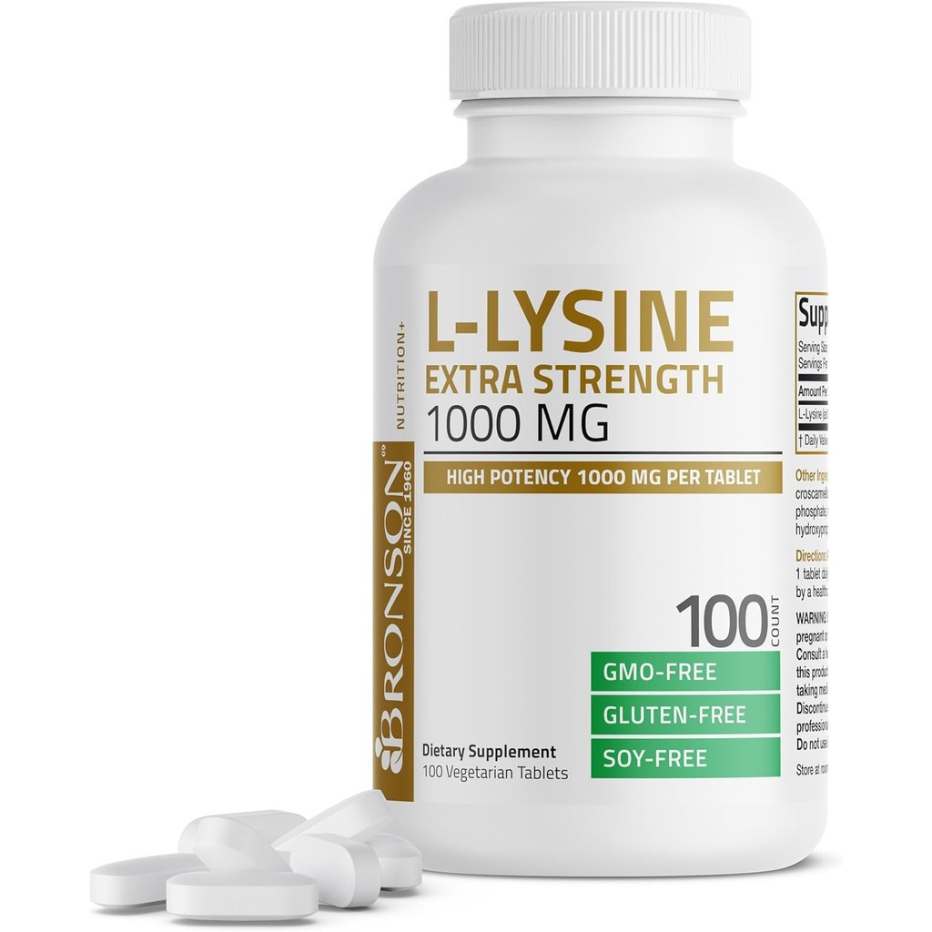 Bronson LL-Lysine เอฟเฟกต์อันทรงพลัง 1,000 มก. แท็บเล็ตต่อภูมิคุ้มกันและกระดูกคอลลาเจนสังเคราะห์, กา