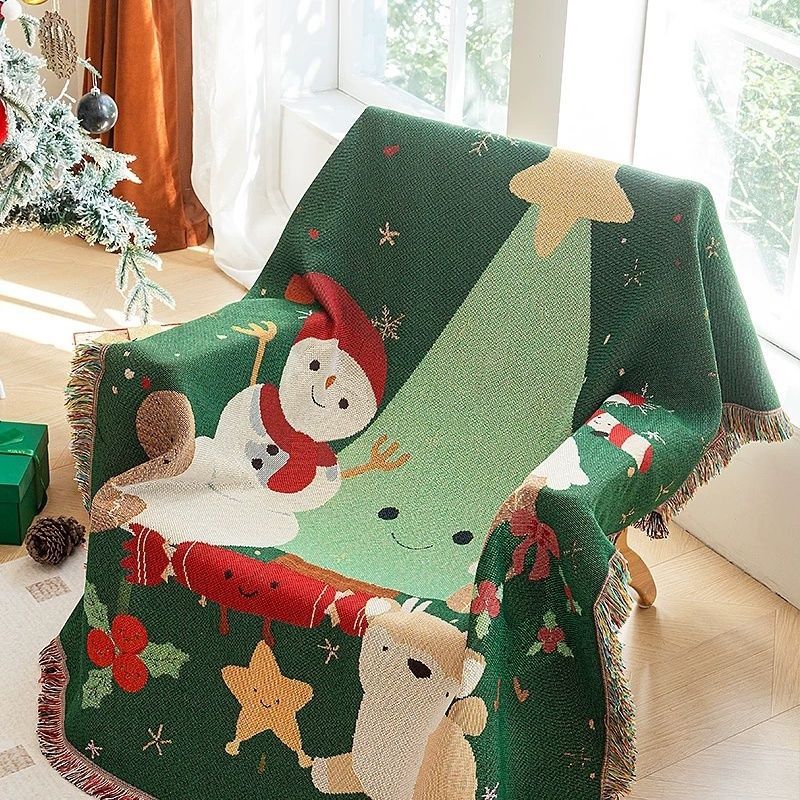 圣诞节沙发盖布单人位沙发巾办公室盖毯节日气氛装饰沙发布垫子Christmas Sofa Cover Cloth Single Sofa Towel Office20251016