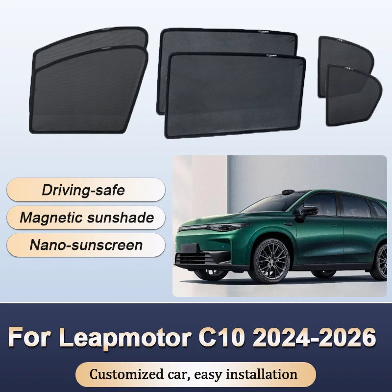 Sun Shades สําหรับ Leapmotor C10 2024 2025 2026 ตาข่ายบังแดดแม่เหล็กความเป็นส่วนตัวป้องกัน Visor ผ้า