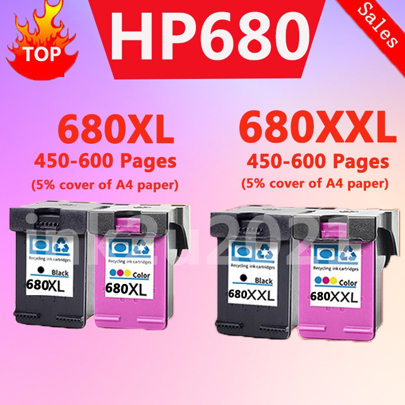 เข้ากันได้กับหมึก hp 680xl hp680 xl hp 680 xl สีดํา 680xl ตลับหมึกสําหรับ HP Deskjet 1115 1118 2135 