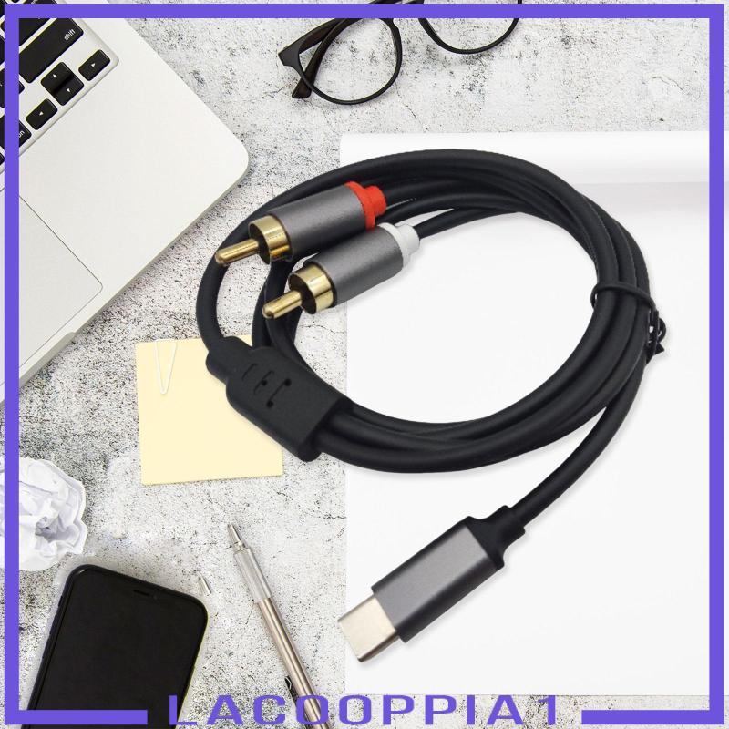 [Lacooppia1] Type-c to Double RCA Male Cable Audio AUX Adapter Cable Anti Interfal Stereo Audio Cord