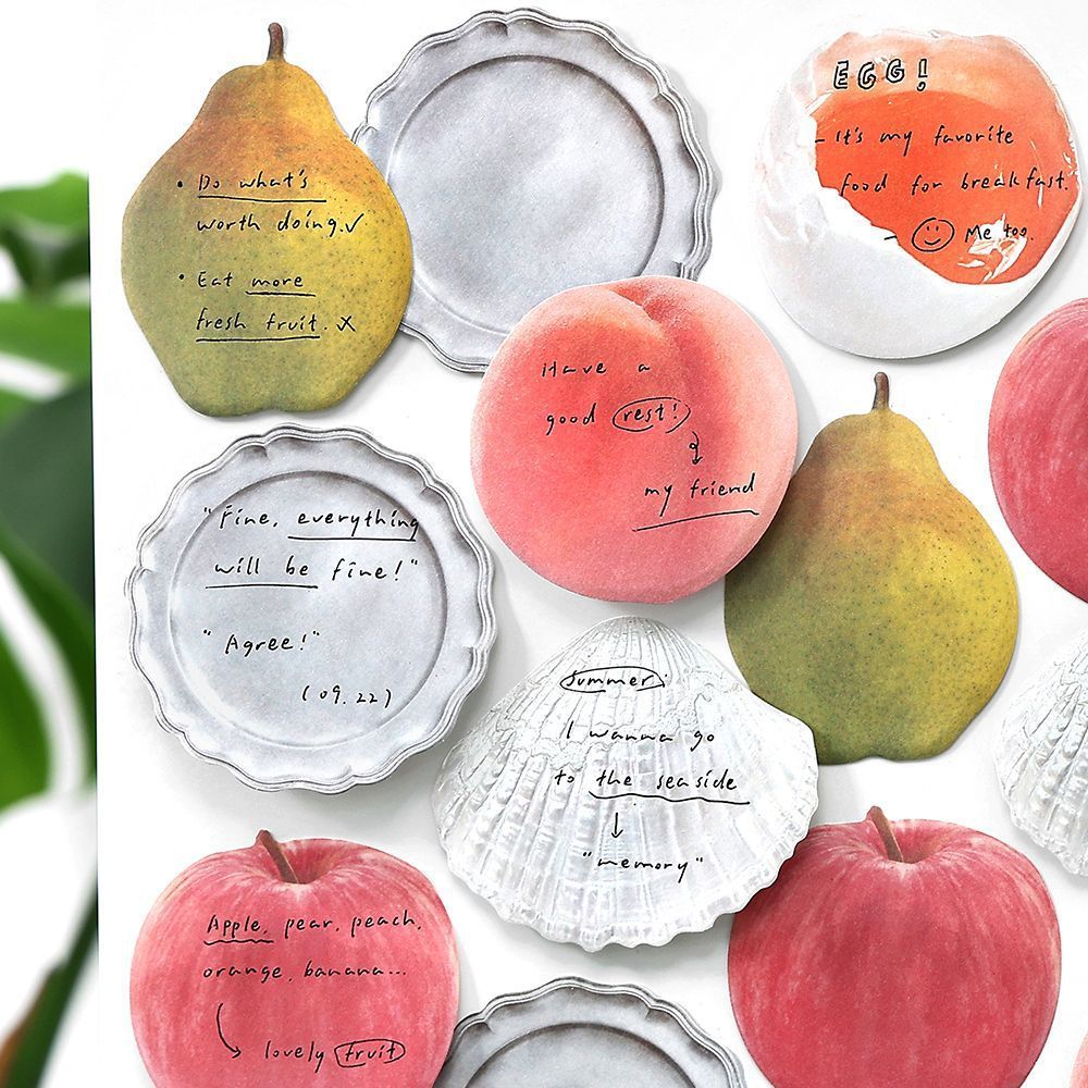 30 ชิ้นผลไม้ Sticky Notes Pear Peach Apple รูป Self-Adhesive การ์ตูนหมายเหตุ Pads สําหรับโรงเรียน Office Home Supplies