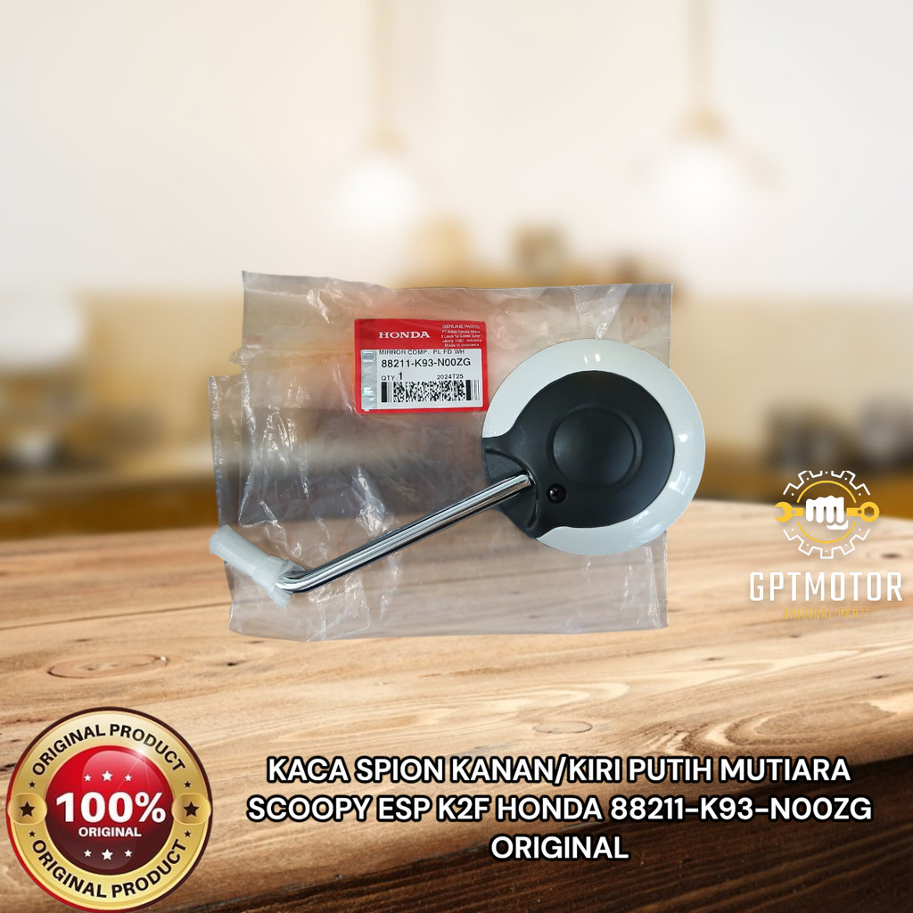 RIGHT/LEFT REAR VIEW MIRROR PEARL WHITE SCOOPY ESP K2F HONDA 88211-K93-N00ZG เดิม