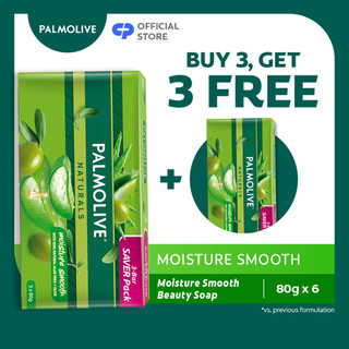 [BUY 5, FREE 1] Palmolive Naturals Moisture Smooth Bar Soap, 80g Value Pack of 6