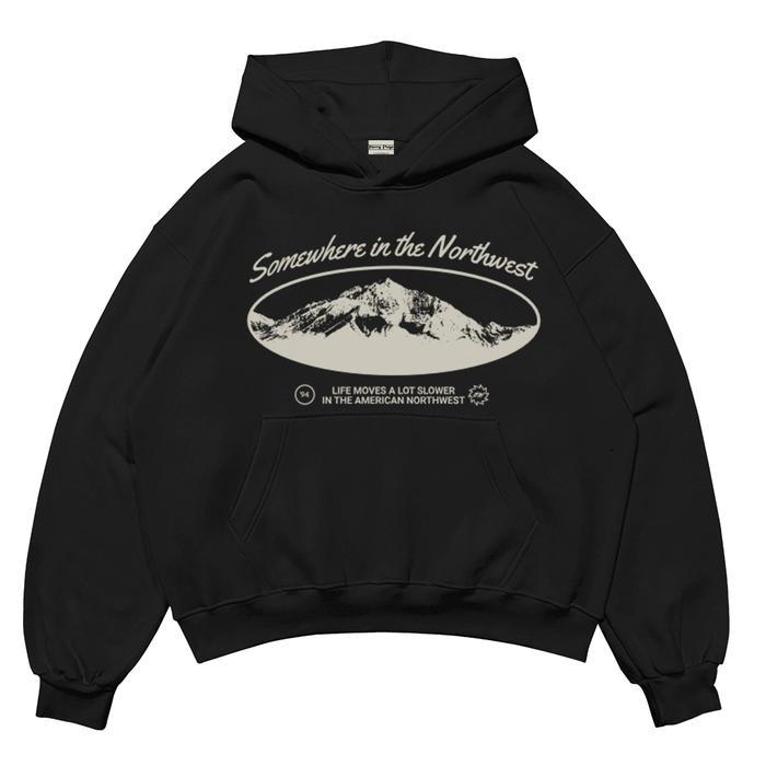 🐳 【boxy hoodie】 PERRYFOYE - Boxy Hoodie Oversized Northwest Black / Hoodie Boxy / BoxyHoodie