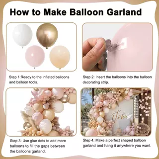เซ็ตลูกโป่งโทนชมพู ขาว นู้ด ทอง พาสเทล สำหรับงานแต่ง โบโฮ วันเกิด Bridal Shower 144 ชิ้น