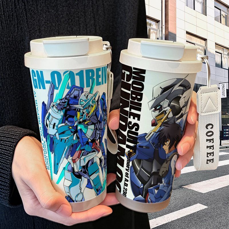 [คลังสินค้าพร้อม] Mobile Suit Gundam Merchanded Thermos Cup Stainless Steel Straw Double Drinking Large Capacity Coffee Water Cup Student High-Value Christmas Gift for Fri