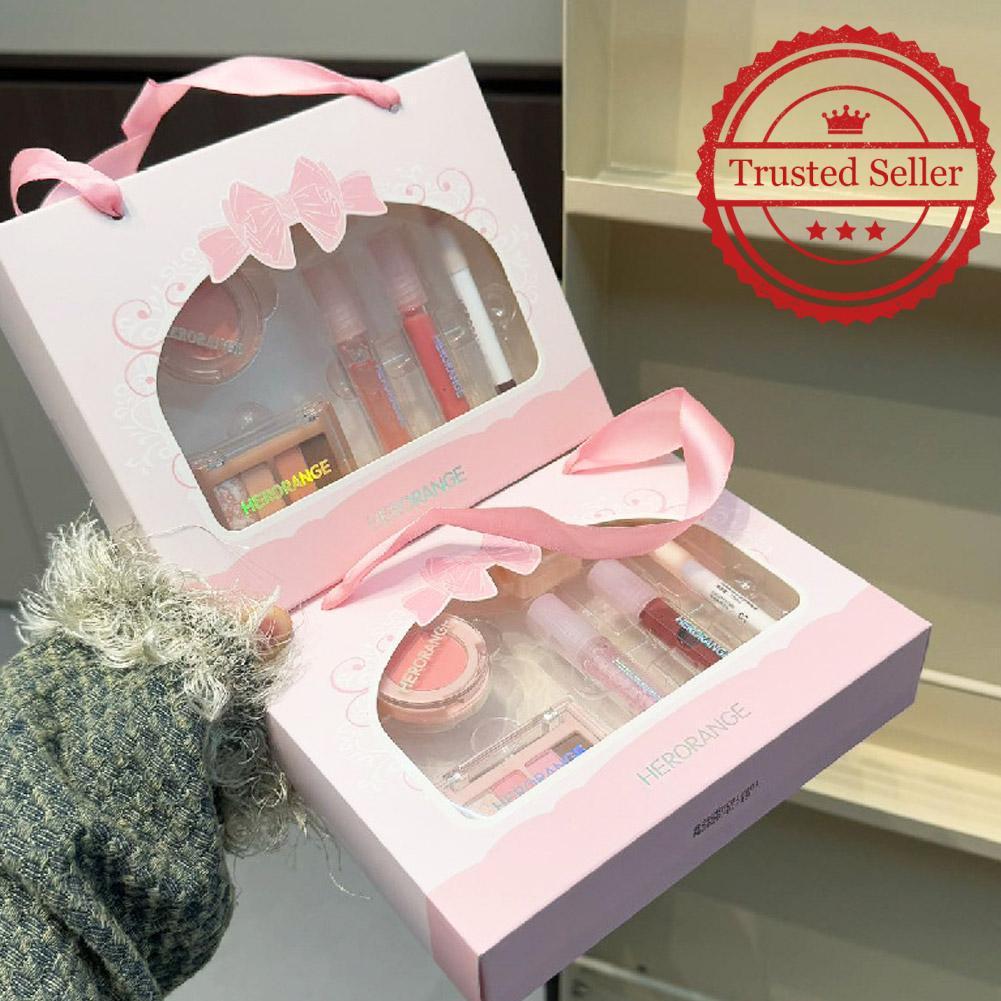 Herorange Portable Mini Makeup Set - Matte Blush, Eyeshadow & Gloss Full Look Eyeliner, In V6z1