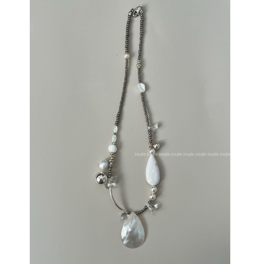 A & Q สร้อยคอสไตล์ใหม่!VERB [White Beauty] Limited 925 Silver Handmade Beaded Niche