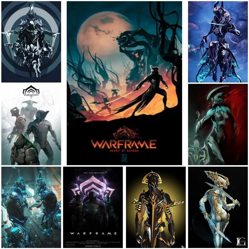 Warframe เกมโปสเตอร์พิมพ์ Wall Art ภาพวาดผ้าใบสําหรับครอบครัวสมัยใหม่ห้องนั่งเล่นตกแต่งบ้าน