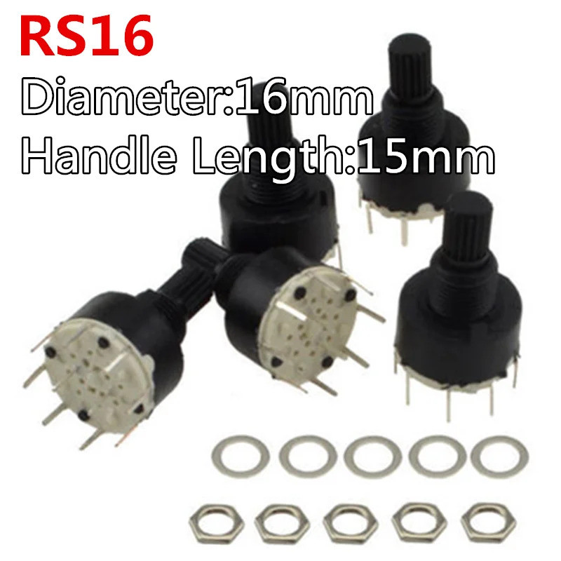 1PCS RS16 Plastic16MM Rotary Band Switch 2 Pole 3 4 ตําแหน่ง 1 เสา 5 6 8 ตําแหน่งจับ 15 มม.แกนสวิทช์
