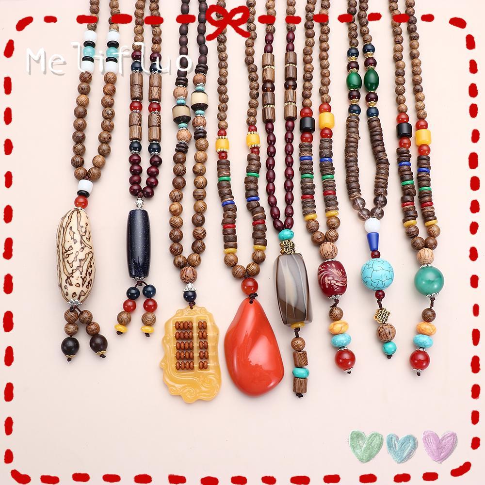 MELIFLUO สร้อยคาวินเทจ Nepali สไตล์บูโฮ เหมาะสำหรับพุทธและงานปาร์ตี้