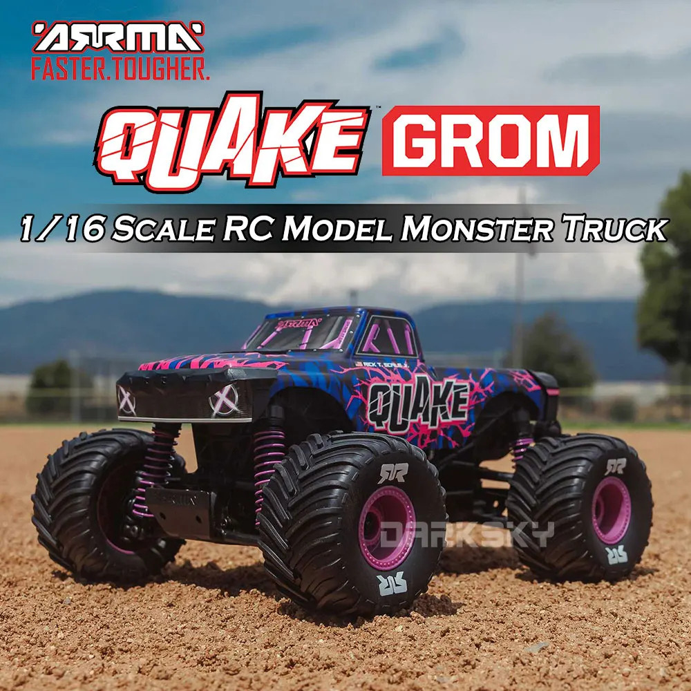 ARRMA QUAKE GROM 1/16 RC รีโมทคอนโทรลไฟฟ้ารุ่นรถรถบรรทุกมอนสเตอร์ 4WD Brushed RTR ของเล่นเด็กผู้ใหญ่