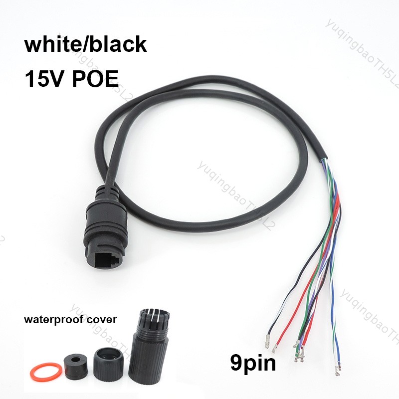 15V 9pin 9 core RJ45 สายเคเบิลเครือข่าย POE พอร์ตเครือข่ายสายไฟ single-ended POE สําหรับกล้อง IP CCT