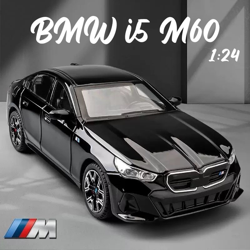 1:24 Scale BMW I5 M60 Alloy Car Model Diecast Car Sound Light Car Lovers Collection Kids Birthday Gi