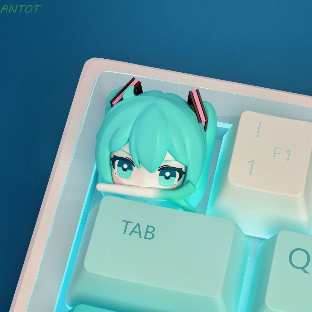 ANTOT Hatsune Miku Keycap, Fufu VOCALOID อะนิเมะคีย์บอร์ด Keycap, Creative เรซิ่นประณีตสะสมตุ๊กตา Ke