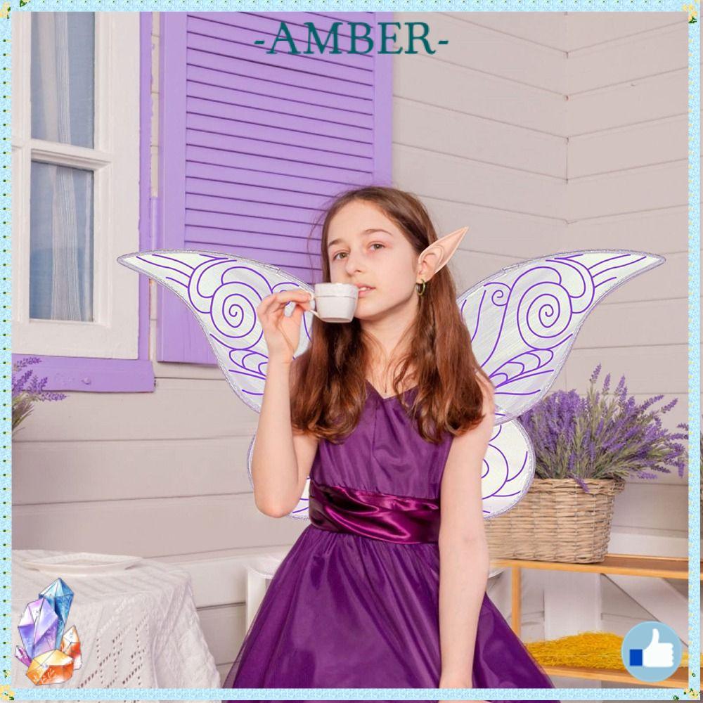 AMBER Girls Butterfly Wings,ฮาโลวีนคอสเพลย์ประกายผู้ใหญ่ Fairy Wings, Party Favor Gift Dress-Up Prin