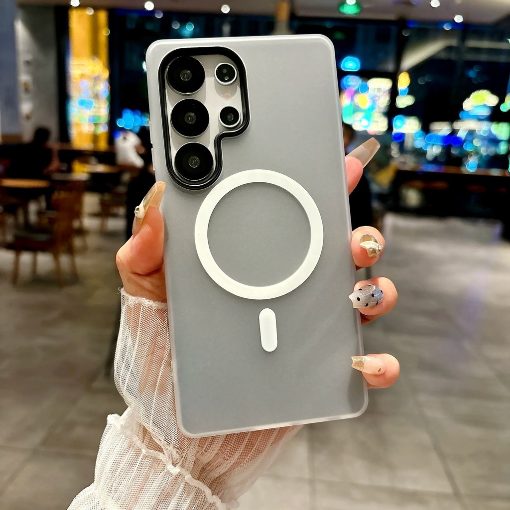 Candy สี Magnetic Jelly เคสโทรศัพท์สําหรับ Samsung Galaxy S25 S24 S23 S22 Ultra Plus FE ไร้สายชาร์จกันกระแทก Matte Soft TPU + PC เคสโทรศัพท์ฝาครอบ