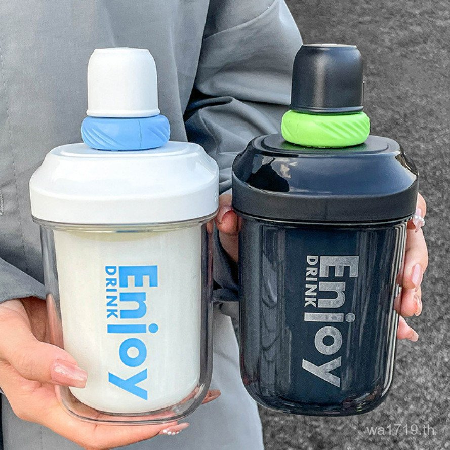 ใหม่ Creative Manual Blender Cup Summer Smoothie Cup Double-Layer Insulated Straw Cup Couple Cup Por