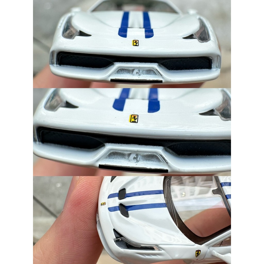 จิงซ่าง Kyosho 1/64 Ferrari 458 Speciale 458 SP สีขาวสีดําล้อสิบสองกระสุน 12 กระสุนกล่องการ์ดที่ประก