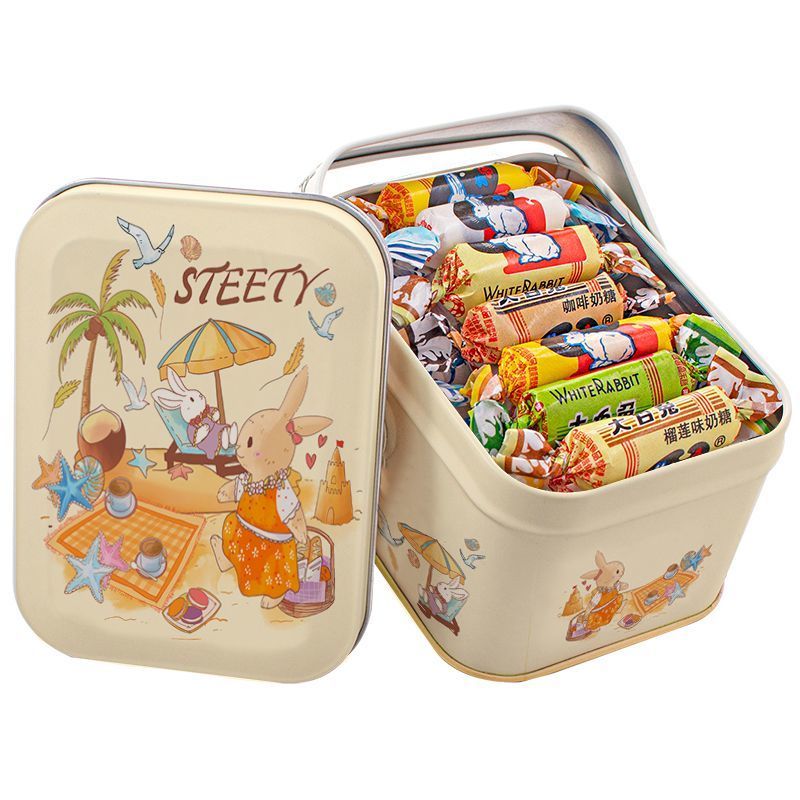 ขนม大白兔 นมข้นหวาน 150-350g กล่องเหล็ก หลายรส  ของขวัญปีใหม่ ขนมปีใหม่ ขนม大白兔 นมข้นหวาน กล่องเหล็ก ของ