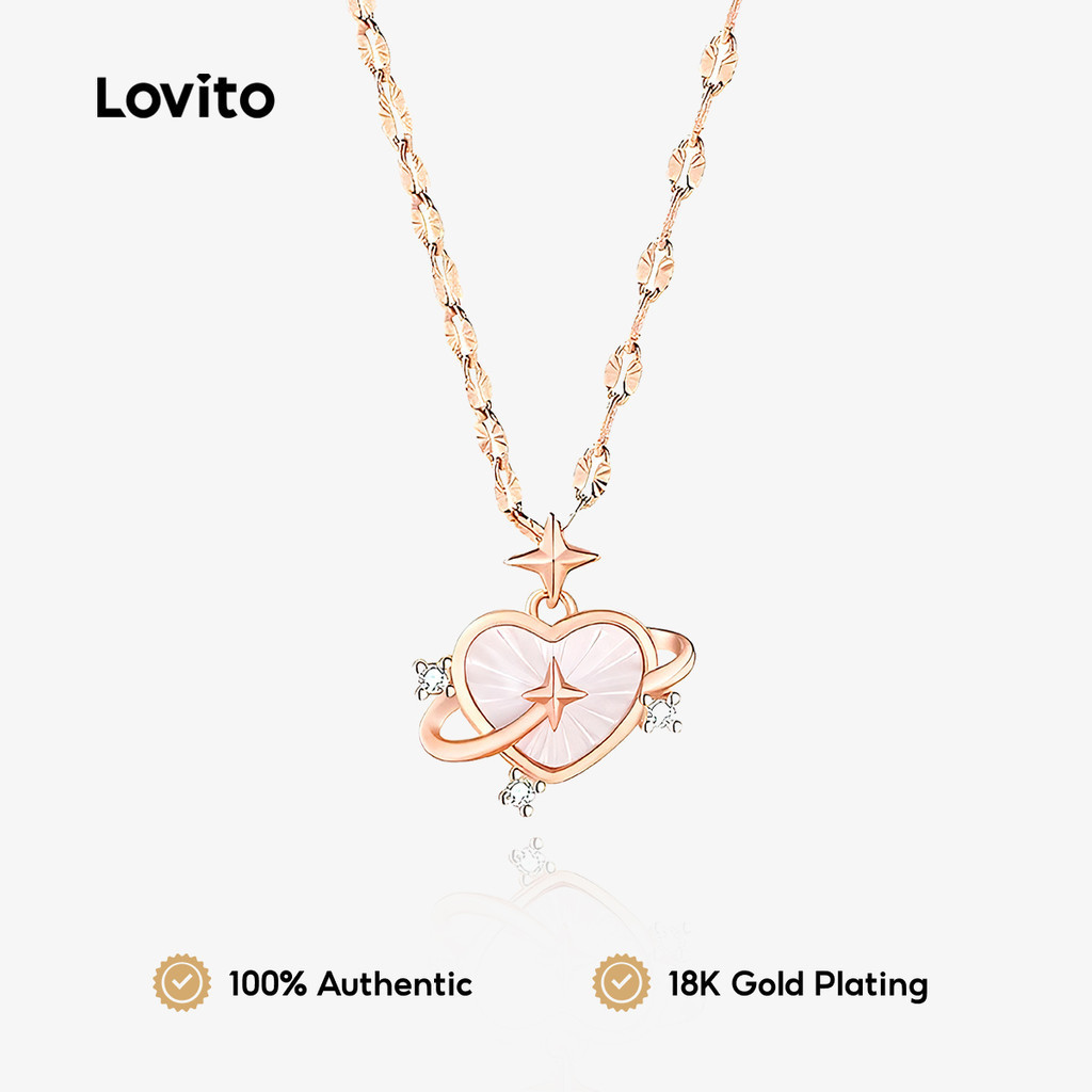 Lovito สร้อยคอทองคำคำ 18K แบบสบาย ๆ LFA96048
