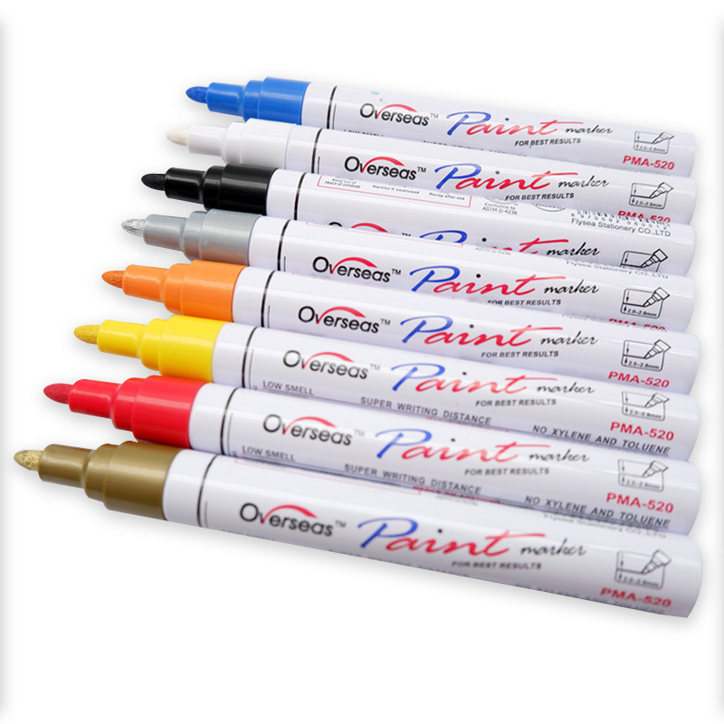 Yueyang 3 มม.สีขาว Marker ปากกาสี Hard Tip Marker ชุด Oily Marker Touch-Up ปากกาสีอัลบั้มรูป Graffit