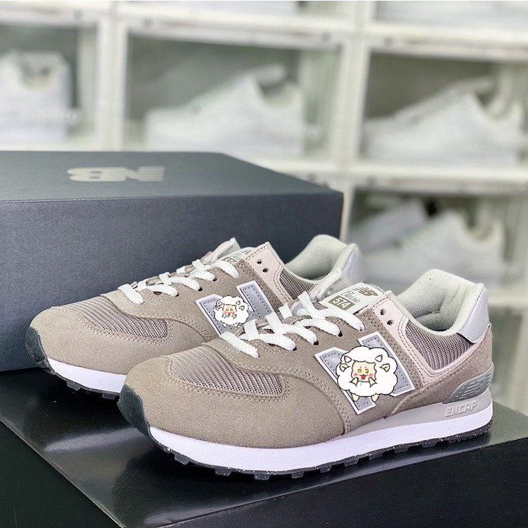 New Balance 2023 NB 574 สีเทาสีขาว Retro Casual กีฬารองเท้าวิ่ง Unisex Universal กีฬารองเท้าผู้ชายผู