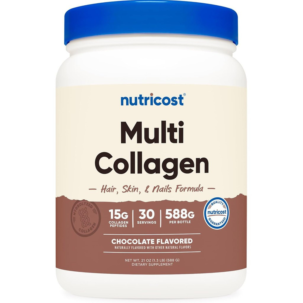 Nutricot Multi Collagen + Beauty & Protein Powder (รสนมช็อกโกแลต) 30 เสิร์ฟ - พร้อมไบโอตินและคอลลาเจ