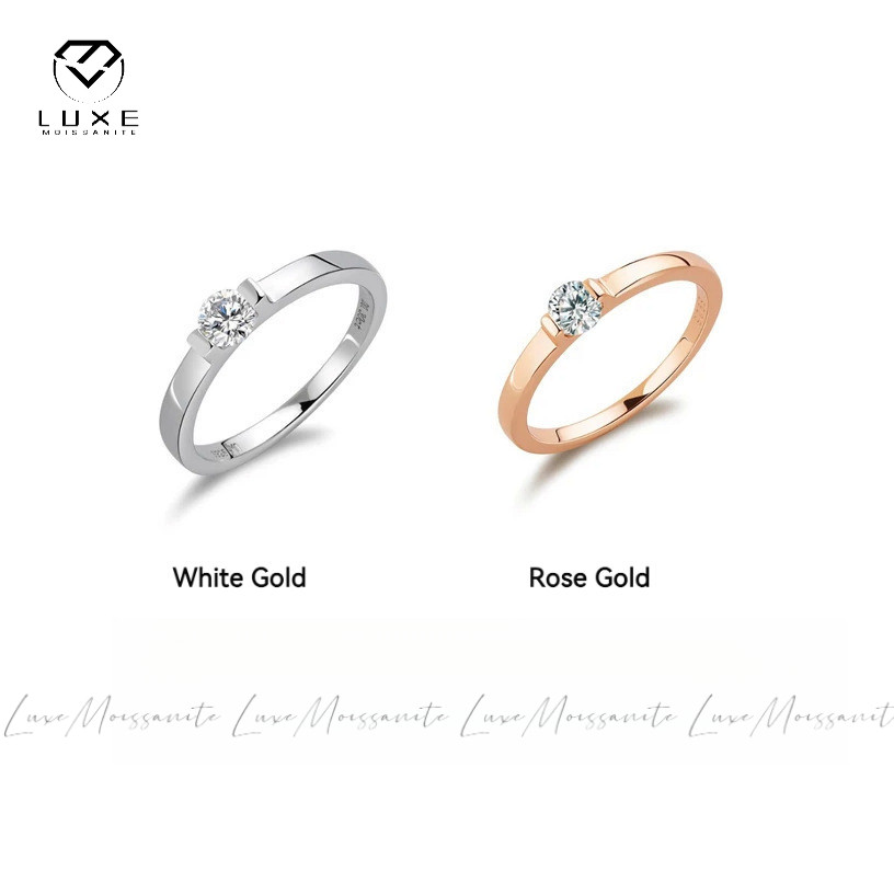 จริง Moissanite 0.3CT 0.5CT บาร์การตั้งค่ารอบตัดสีขาว D แหวนอินเทรนด์ใน S925 เงินสเตอร์ลิง W8561 พร้