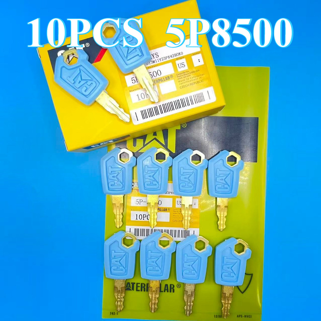 10PCS BLUE 5P8500 CA307 CA320 Excavator รถจุดระเบิดประตู Key 5P-8500 Excavator อุปกรณ์เสริมทองแดงวัส