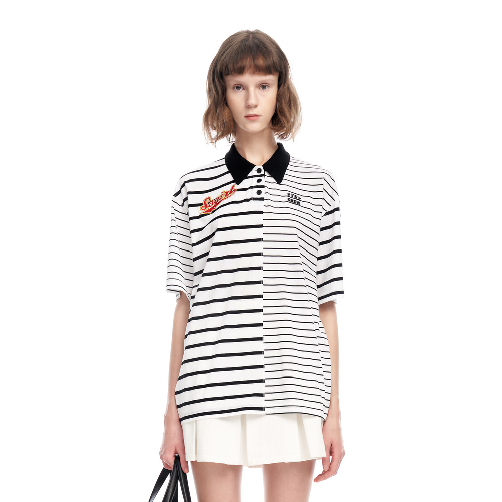 เสื้อยืดผู้หญิง คอลเล็กชันจาก IVINIKO และ SSG ทำจากคอตตอนเส้นใยยาวลายทาง