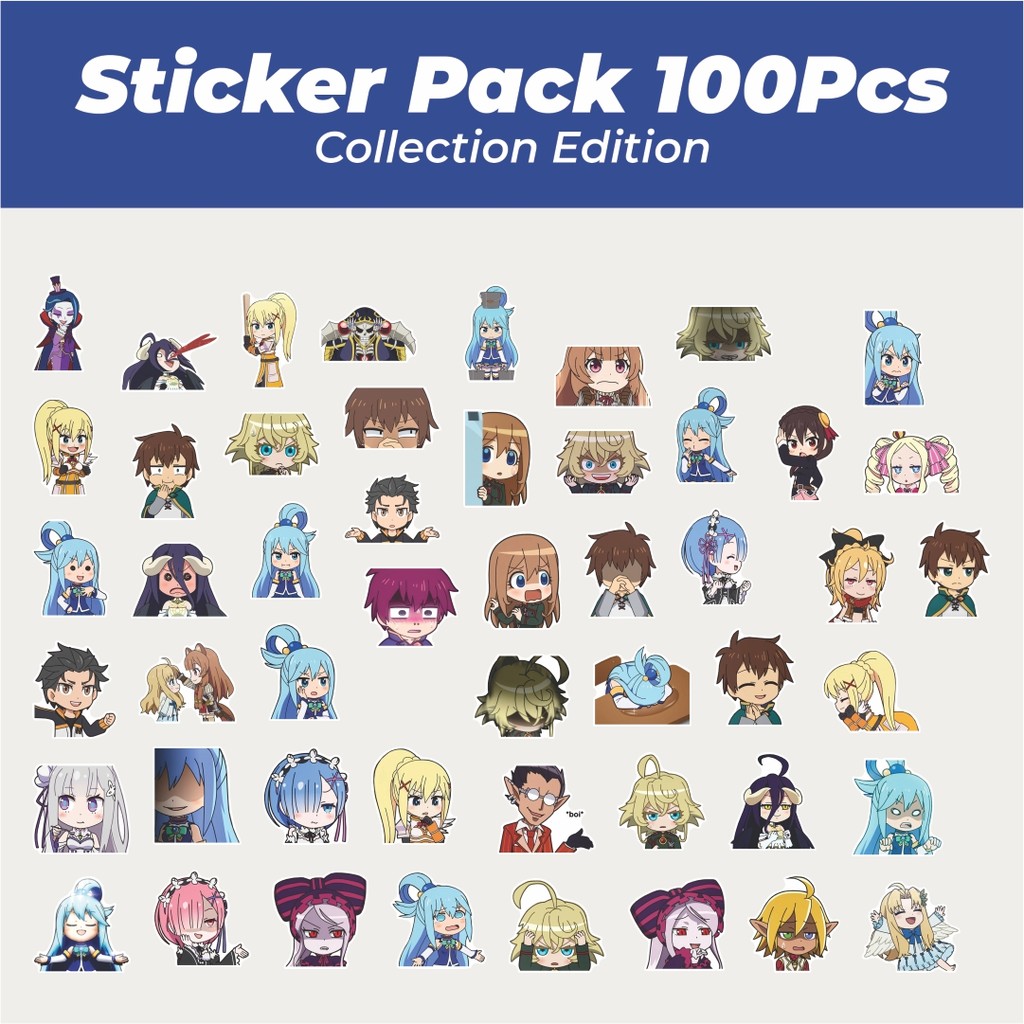 สติกเกอร์ร้อน ISEKAI QUARTET น่ารักสติกเกอร์กันน้ํากาวสติกเกอร์กันน้ํารูปลอกสําหรับหมวกกันน็อครถจักร