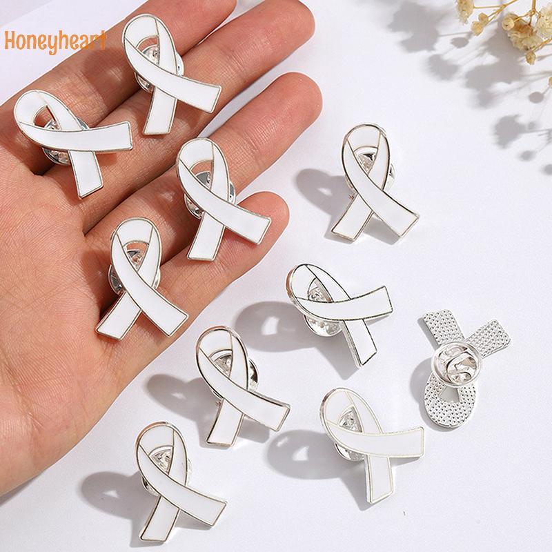 <Honeyheart> 1/5/10 ชิ้นสีดําสีขาวริบบิ้น Pin Badge เข็มกลัดงานศพ Memorial Pin เคลือบริบบิ้นสีดํา Ba