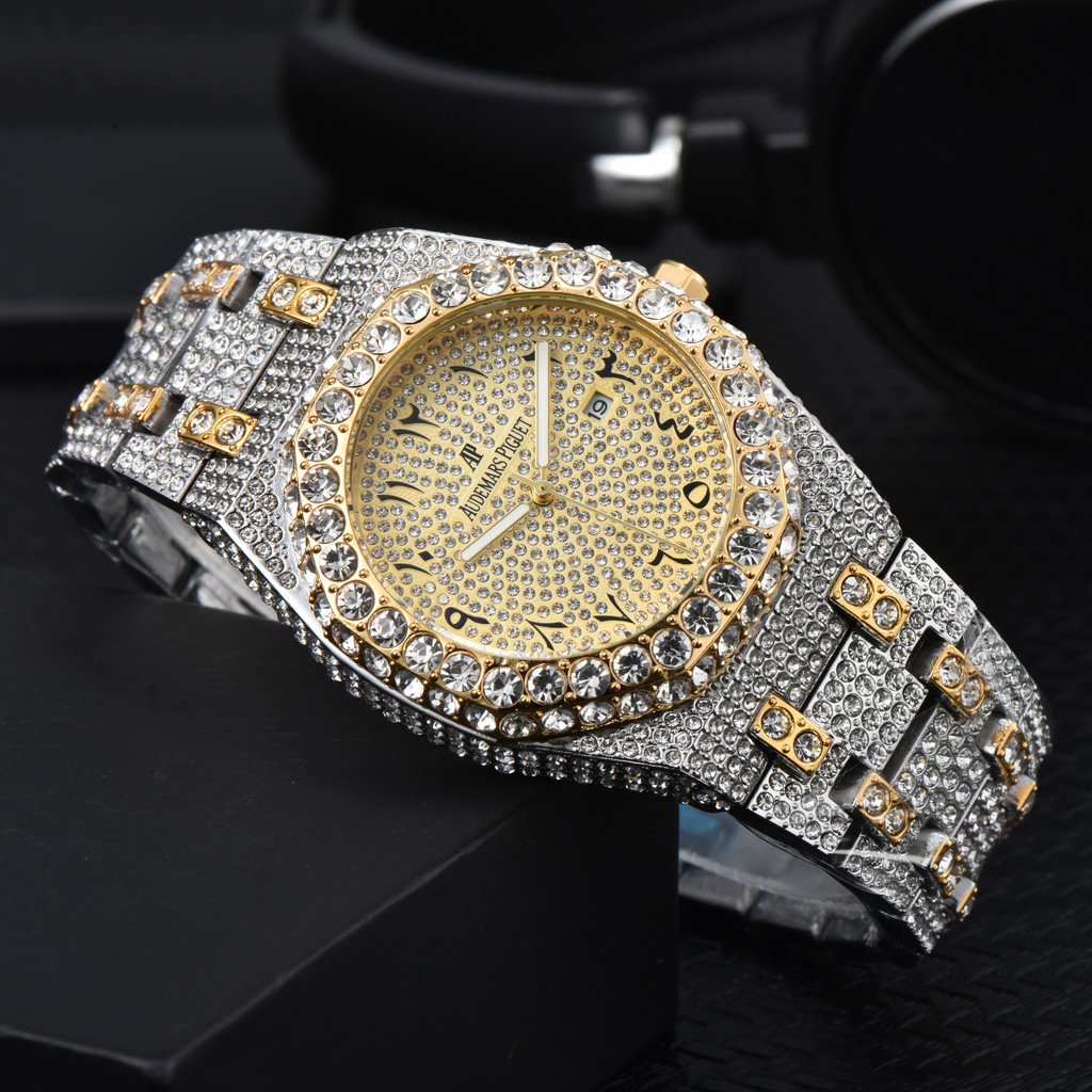 AP ใหม่ Full Diamond Luxury นาฬิกา Elegant Starry Sky นาฬิกาข้อมือฟังก์ชั่นเต็มรูปแบบ Quarz Chronograph นาฬิกา