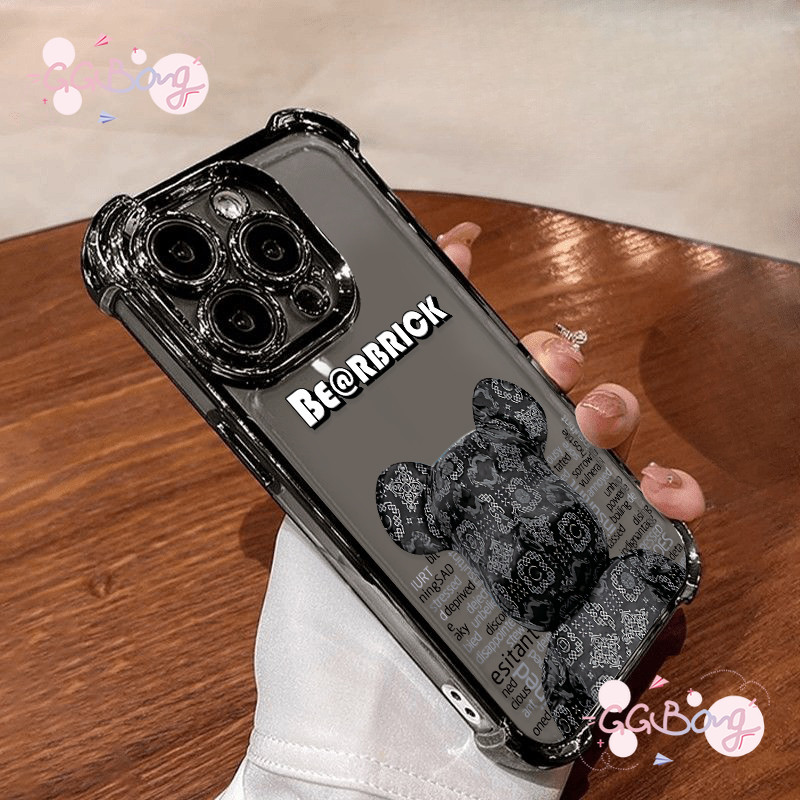 เหมาะสำหรับIPhone 15 11 16 13 14 12 Pro Max XS XR X Max 7 Plusหมีรุนแรงสุดเท่ห์อินเทรนด์ ปลอกป้องกันการตกด้วยไฟฟ้าสี่มุม