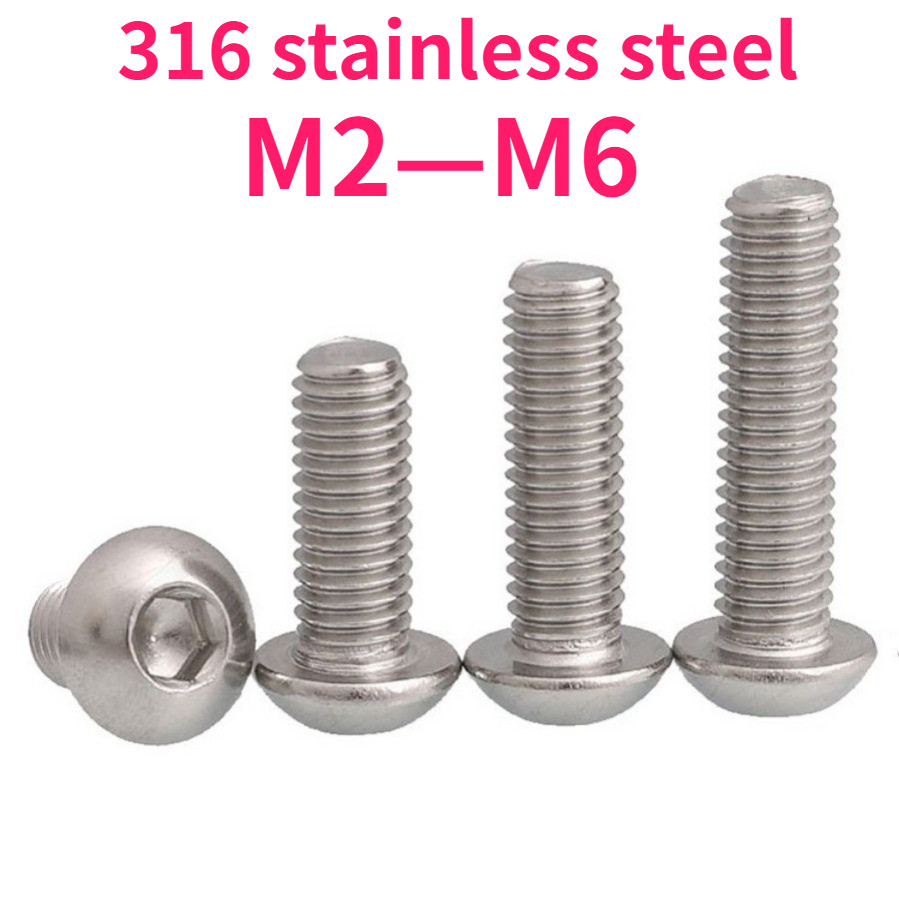 ！！！316 สแตนเลสสตีลหัวกลมสกรูหกเหลี่ยม ISO7380 หัวกลม bolt pan หัวสกรู M2/M2.5/M3/M4/M5/M6 999-MB 【99