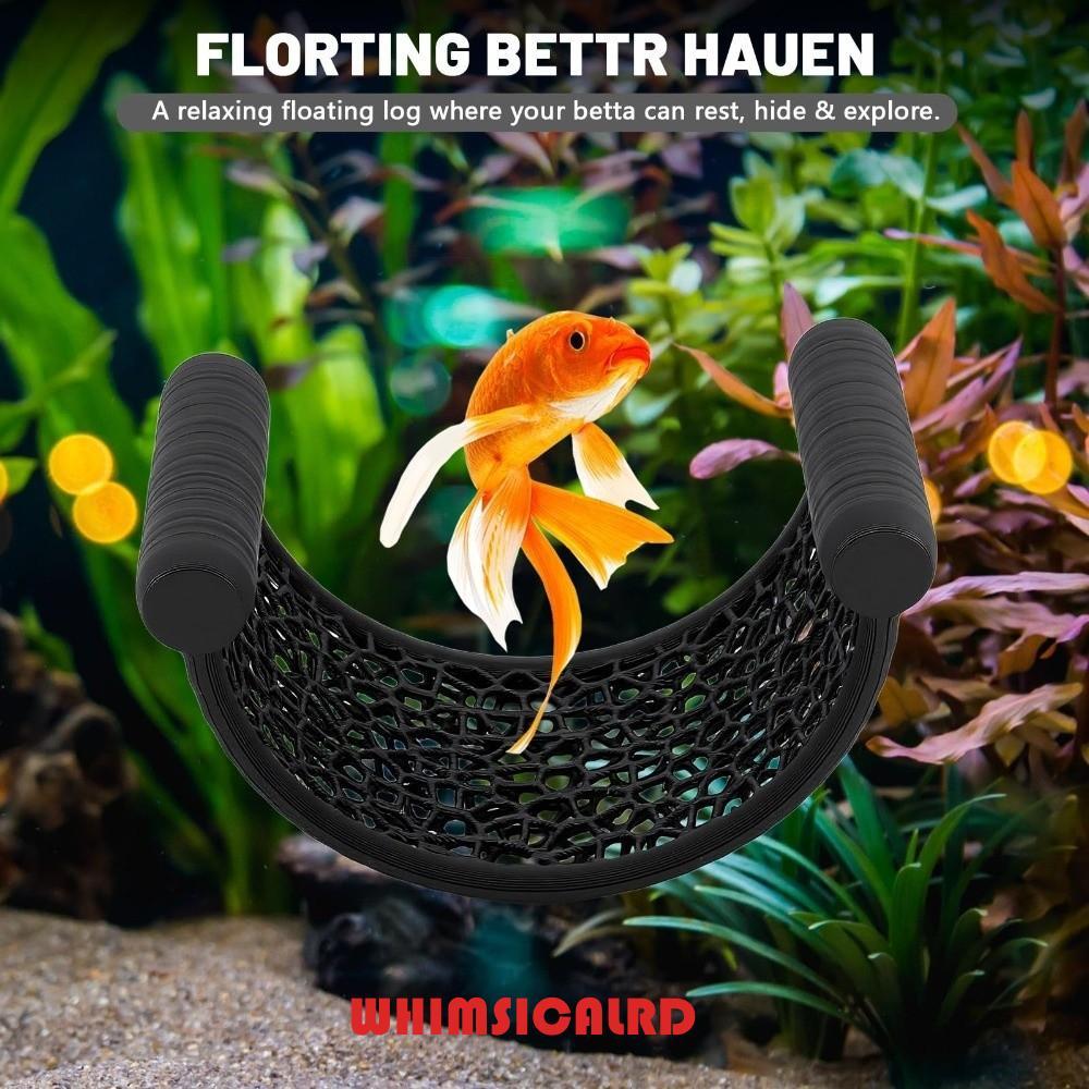 WHIMSICALRD เปลญวนปลาลอย, 3D พิมพ์ Hideout Betta Fish Hammock, อุปกรณ์ปลาสะดวกพลาสติกอเนกประสงค์ Hammock Feeding Ring สําหรับ Rest Sleeping Play