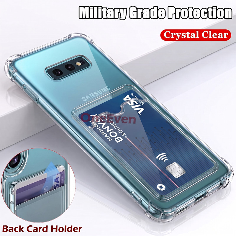 Built-in Card HolderFor Samsung Galaxy S10e 5.8 นิ้ว SM-G970F G970U G970N G970W G970X Slim โปร่งใสซิ