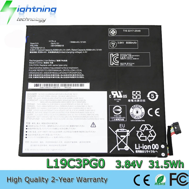 L19C3PG0 3.84V 31.5Wh แบตเตอรี่แล็ปท็อปสําหรับ Lenovo Chromebook 10E 5B10W86018 SB10W86019 SB10W8602